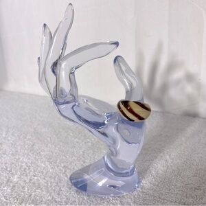 Vintage Art Glass Handmade Cream Brown Band Ring